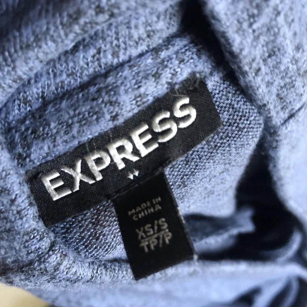 Express Blue Cowl Turtleneck Asymmetric Oversized Sweater Soft Sz XS/S A2714